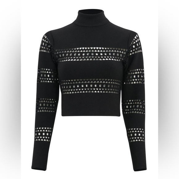 ALAÏA Vienne Wool-Blend Sweater in Black US 4 FR 36 NWT 2460$ - Picture 5 of 12